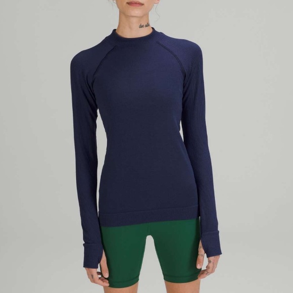 Lululemon Keep the Heat Thermal Long Sleeve Shirt Night Sea Size Medium - Picture 2 of 15